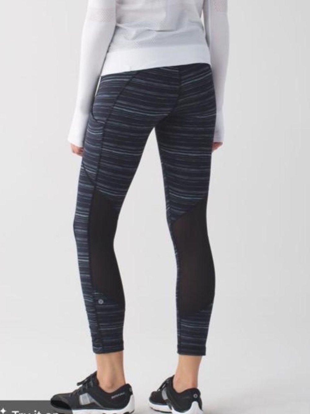 Lululemon Speed Crop Cyber Stripe Naval Blue Black 8